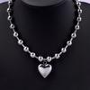100% Stainless Steel Heart Pendant Necklace For Women Accessories Girl Beads Chain Necklaces Vintage Fashion Kpop Jewelry Choker