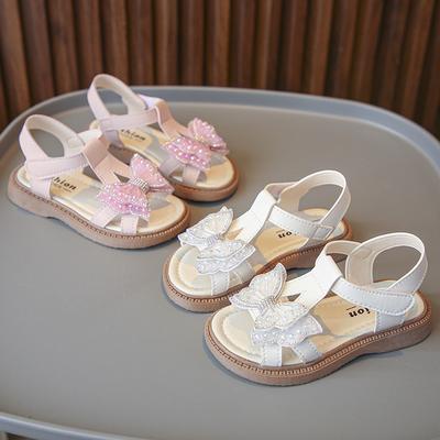 Mädchen Strandschuhe T-Riemen Weiche Sohle Kinder Prinzessin Schuhe Glänzend Süße Schleifen 2025 Sommer Neu Kinder Sandalen Rutschfest Niedlich Trendy