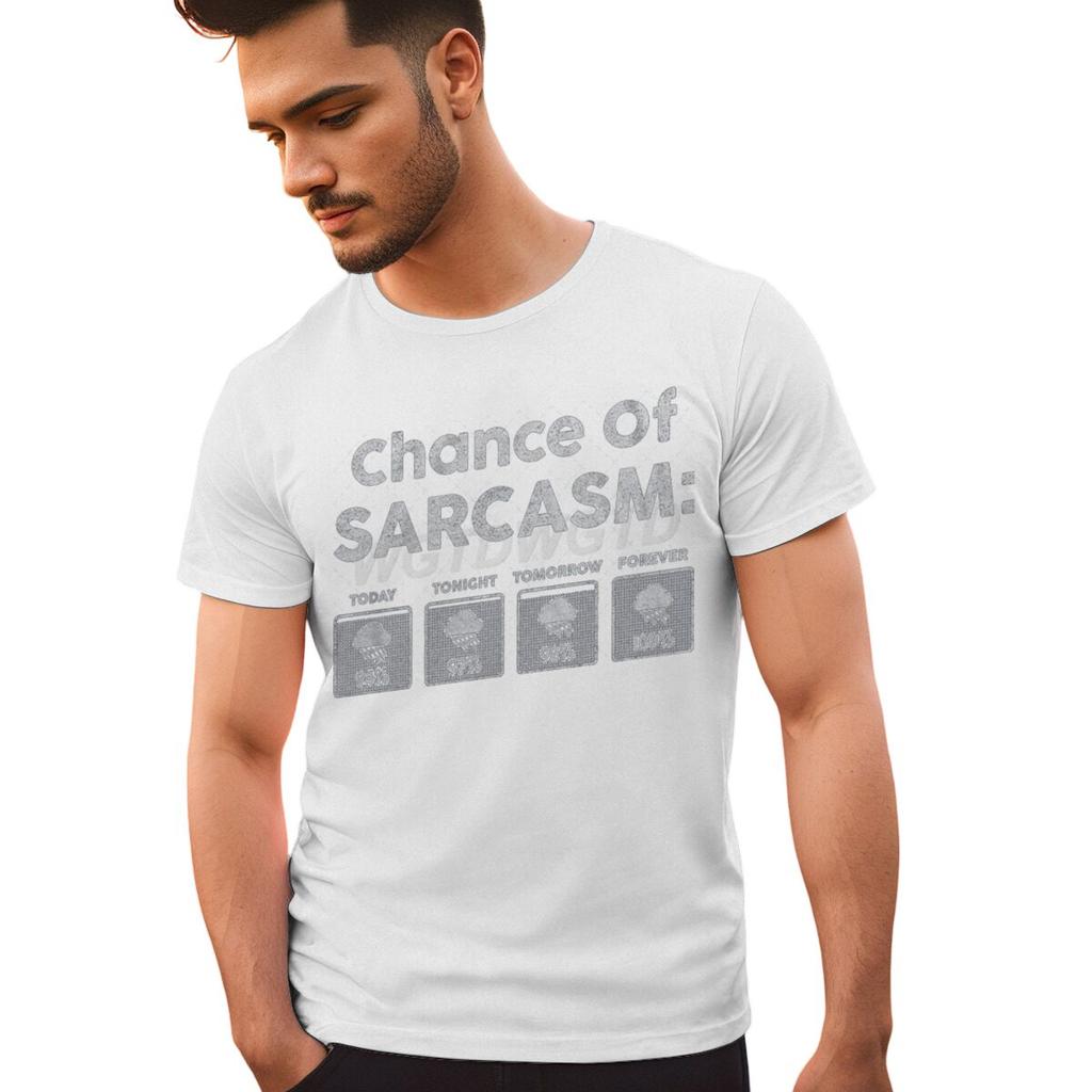 Chance auf Sarkasmus Heute Print T-Shirt Herren Damen Vintage Humor Streetwear Kurzarm Rundhals Lustig Kleidung Herren