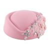 Vintage Fascinator Beret Hat Wool Derby Flower Patched Hats for Cocktail Party Flower Bowler Hat 1920s Lady Church Hat