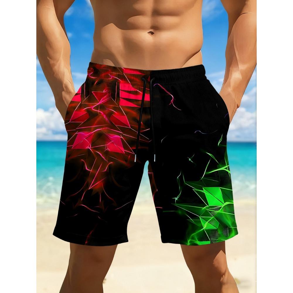 2026 Men's Summer Beach Shorts 3D Printed Lightning Pattern Casual Shorts Pants Swimming Trunks Hawaiian Vacation Mens Clothes