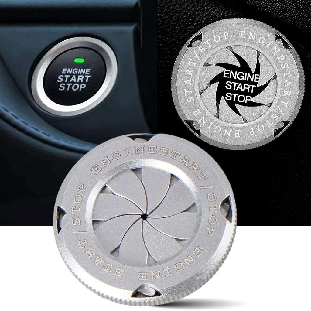 Car Push Start Stop Button Cover, Rotary Engine Start Spin Cover (Black)