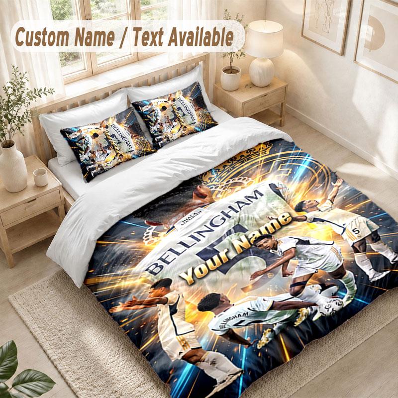 Custom Name Bedding Set 3 PiecesJude Bellingham Print Duvet Cover + 2 Pillowcases Soft Bed Decor
