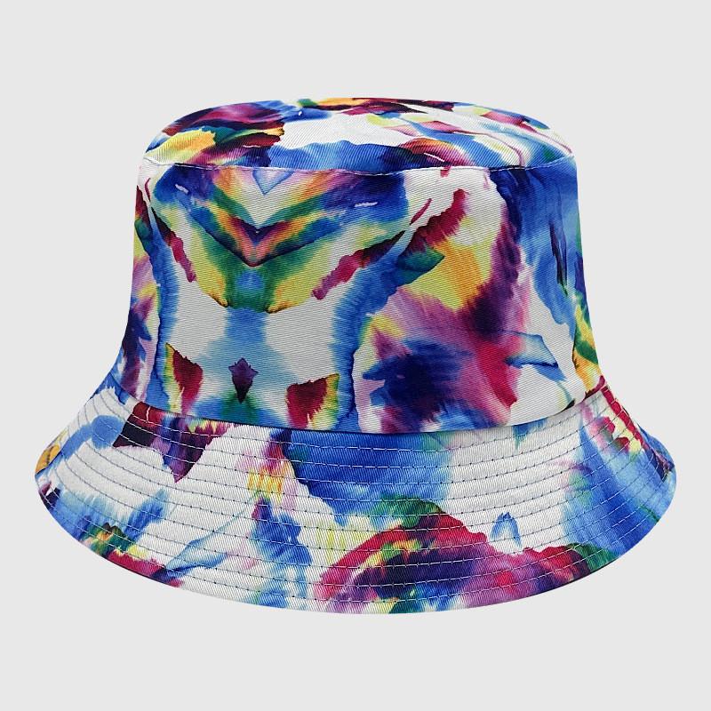 Neutral Summer Tie Dye Printed Fisherman Hat Outdoor Breathable Hat Sunshade