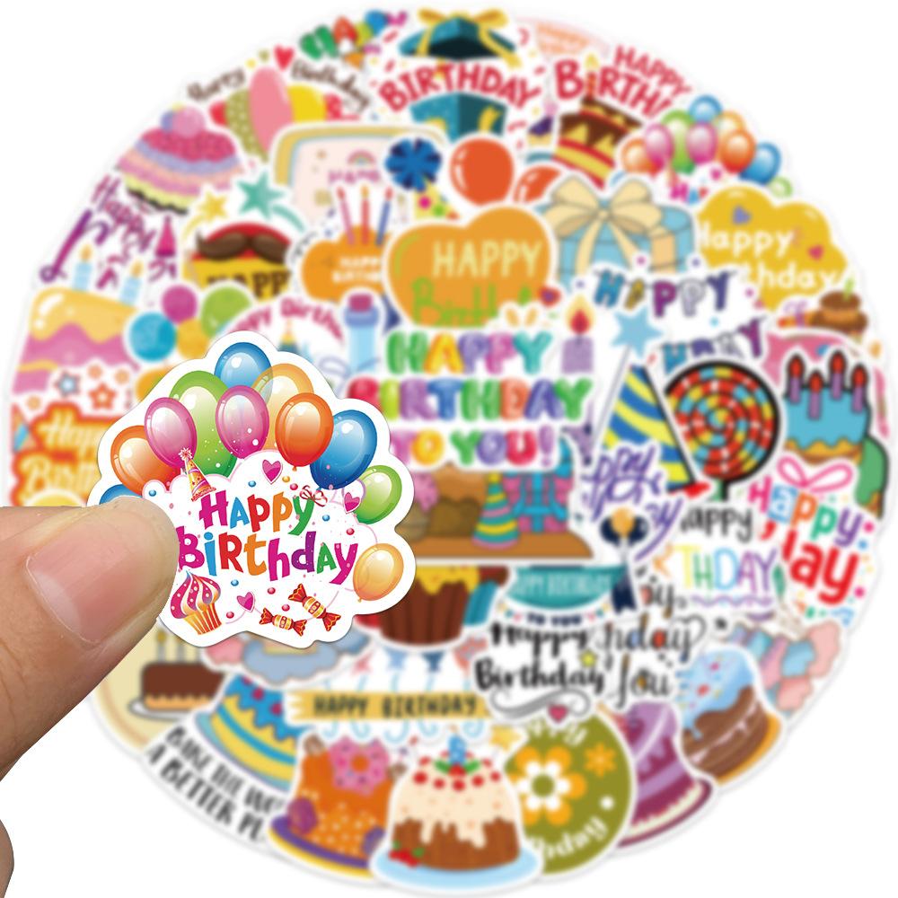 50 Birthday Wishes Graffiti Stickers Decorate Suitcase Guitar DIY Waterproof Stickers