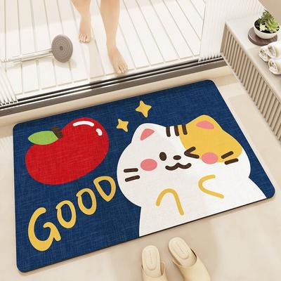 Cute Cat Toilet Floor Mat Bathroom Non-slip Absorbent Toilet Toilet Diatom Mud Quick Drying Foot Mat Carpet