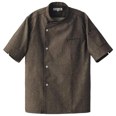 Seven Uniform BA1089-6 Brown, Large, Unisex Short Sleeve Denim Chef Coat