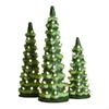 Ceramic Christmas Trees, Pre-Lit Hand-Painted Tabletop Holiday Decoration w/Multicolor Bulbs, LED Lights – Green J0MC