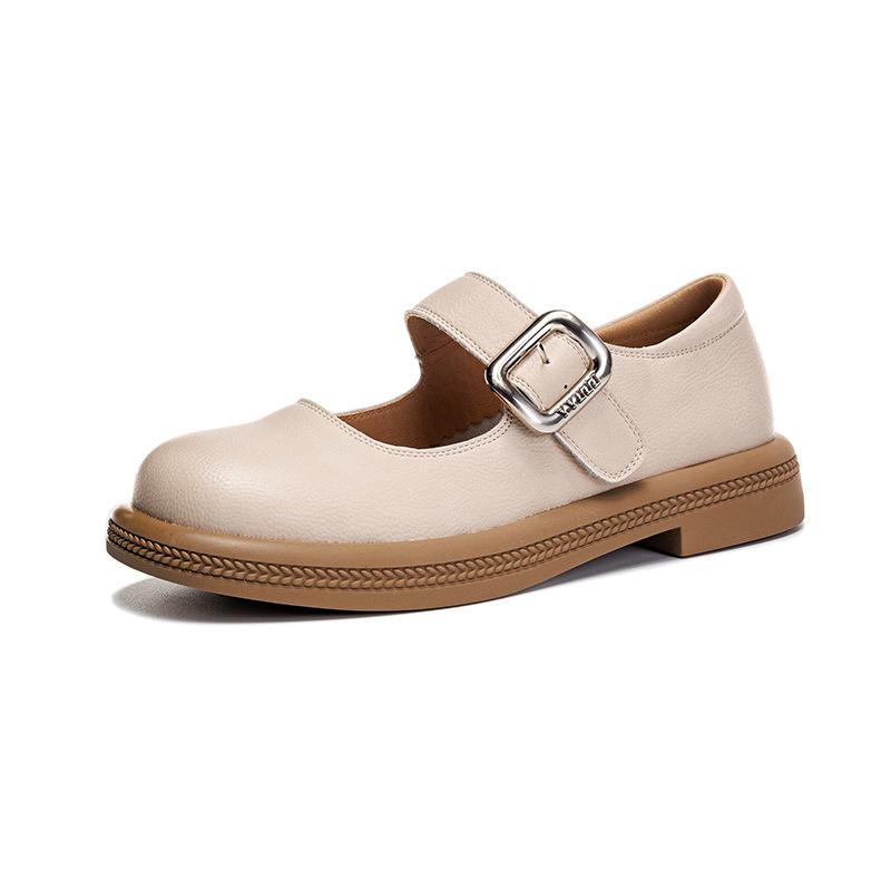 Leather Mary Jane Shoes Spring and Summer 2025 New Casual Fashion Small Leather Shoes Thick Heel Shallow Mouth Small Fragrant Single Shoes Women