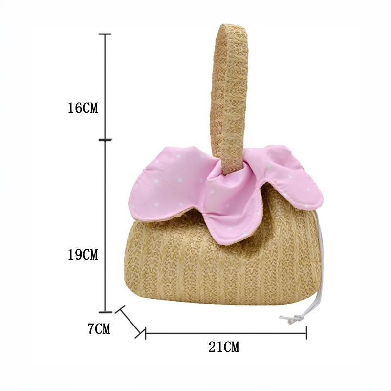 Floral Print Drawstring Crossbody Bag Korean Style Pocket Flower Pattern Durable Canvas Shoulder Bag for Daily Carry
