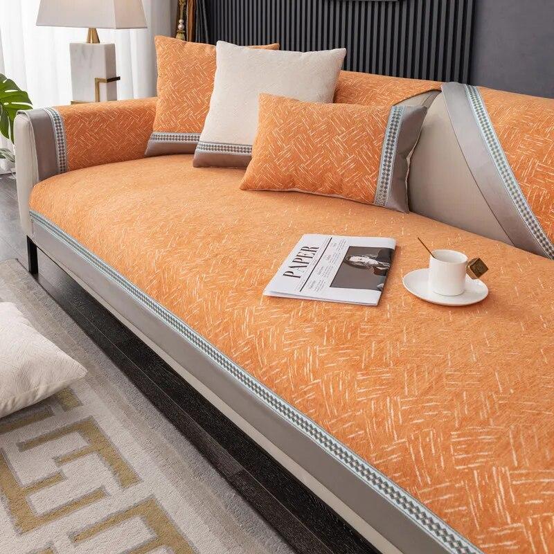 Luxury Sofa Cover Thickened Non-Slip Sofa Cushion Universal Plaid Soft Sofa Backrest Cover Armrest Furniture Dust Cover Cloth