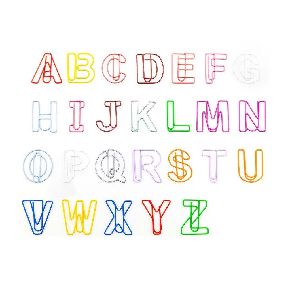 26pcs Hollow Letter Paper Clips Bookmark Photo Tickets Holder Colorful Paper Clamps  School