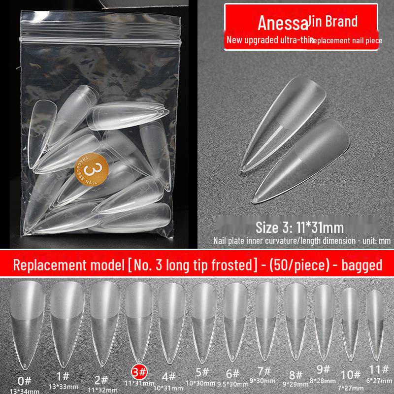 Jianais Ultra-Thin Seamless Matte Long Water Drop Nail Art Set (Sizes 0-11)