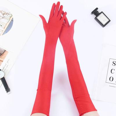 1 pár rukavíc jednofarebné celoprstové elastické hladké mäkké priedušné dĺžka po lakte nevesta svadba večierok javisko show performance cosplay rukavice