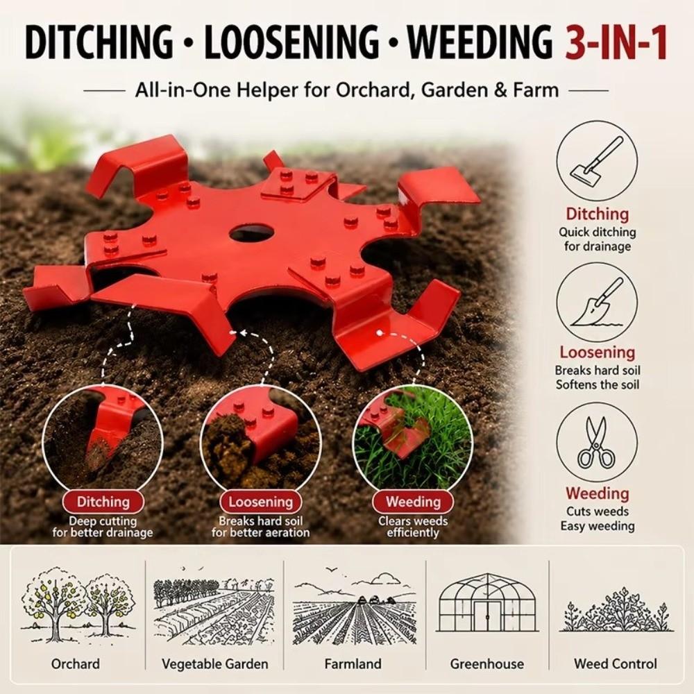 Six-Arm Star Trenching Wheel 3-in-1 Brush Cutter Head New Weeding Wheel Small Tiller Accessory