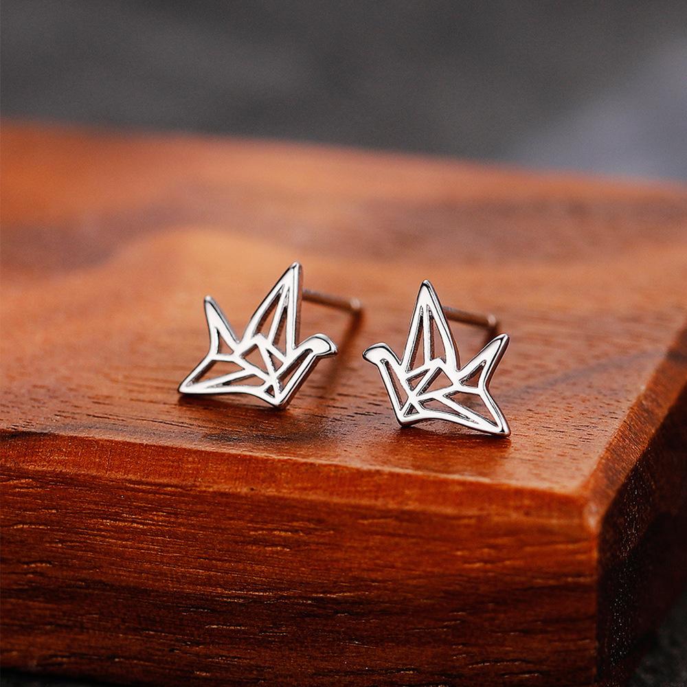 1 Pair, Fashionable, Stylish, Elegant and Simple Thousand Paper Crane Glossy Earrings