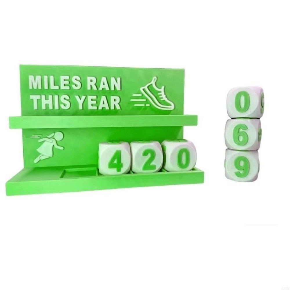 

3D Printed Running Mileage Counter MILES RAN THIS YEAR Wear Resist Running Mileage Tracker Hanging Signage Handmade Eco-Friendly зелёный