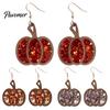 Gift for Her 1 Pair Fall Thanksgiving Pumpkin Earrings Women, Wooden Halloween Dangle Shaped Drop Earrings, Autumn Jewelry Lightweight Wood