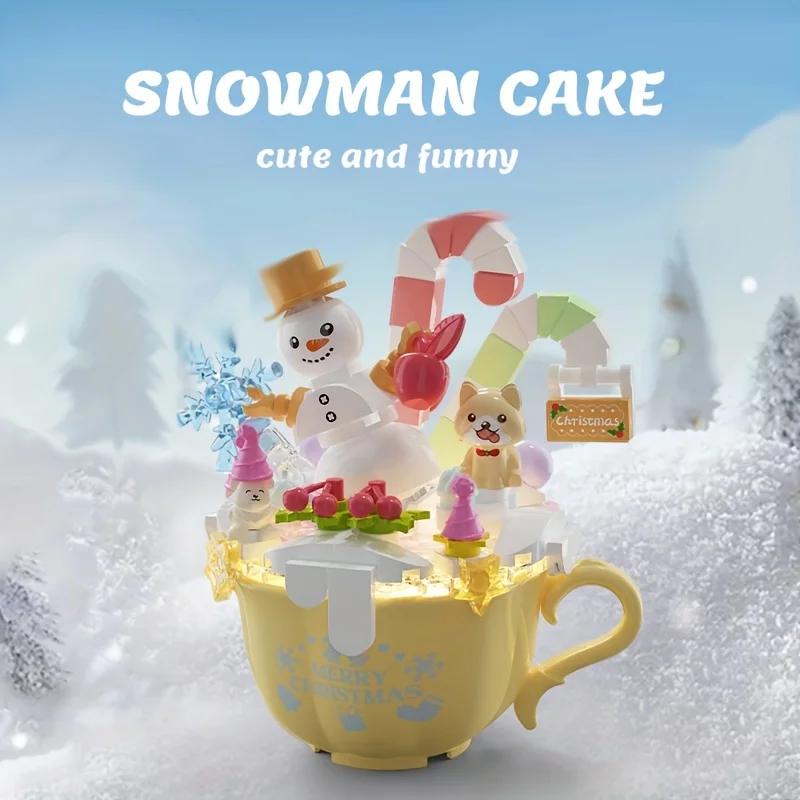 Christmas Cupcake Mini Snowman Christmas Tree Gingerbread House Gift Box Model Building Blocks Romantic Updated Year Gift