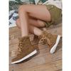 2025 Winter New Lace-up Warm Cotton Shoes Women's Flat Fleece Thickened Plus Size Snow Boots