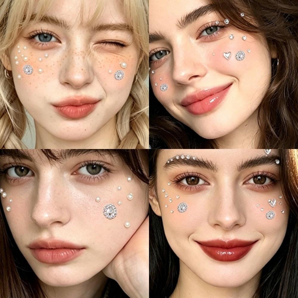 with Adhesive Backing Face Eye Jewels Sticker 3D Resin Crystal Gem Sticker  Festival
