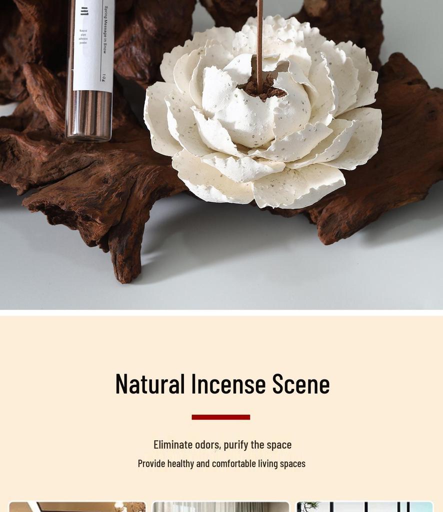 Dehua Ceramic Flower Incense Holder - Chinese Zen Aromatherapy Ornament Gift