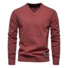 Suéter Masculino de Gola V Pulôver Slim Fit Vestido Casual de Tricô Leve Suéteres Macios Cor Sólida Trabalho Algodão Pulôver Tops para Homem