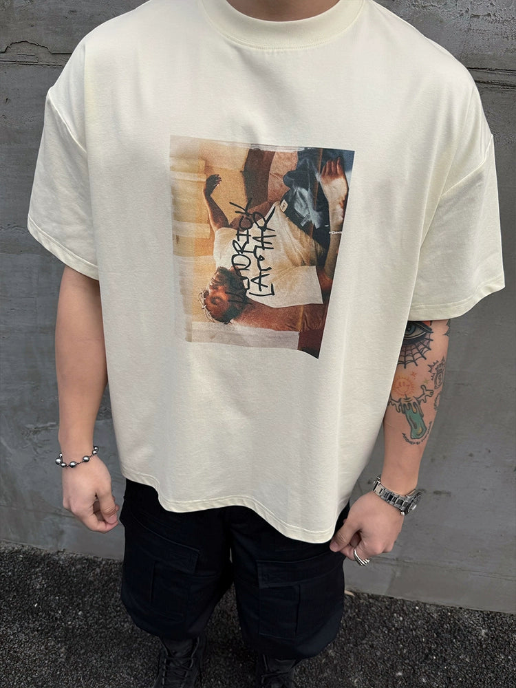Portrait Print Street Trendy Casual TShirt Mens and Womens Luxury Brand Top
