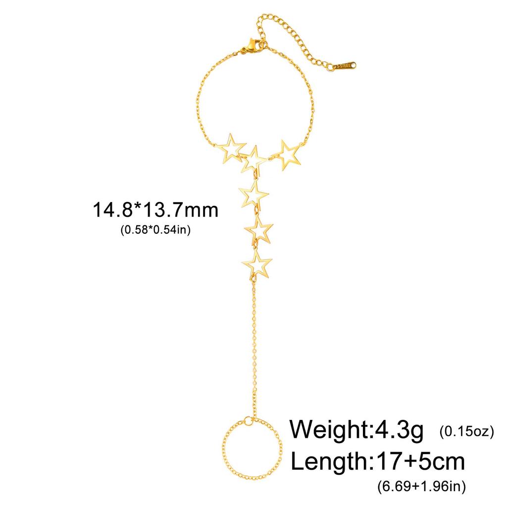 Trendy Gold Color Stars Finger Bracelet Stainless Steel Women's Hand Bracelet Ring Jewelry Birthday Gift 2026 Wholesale New