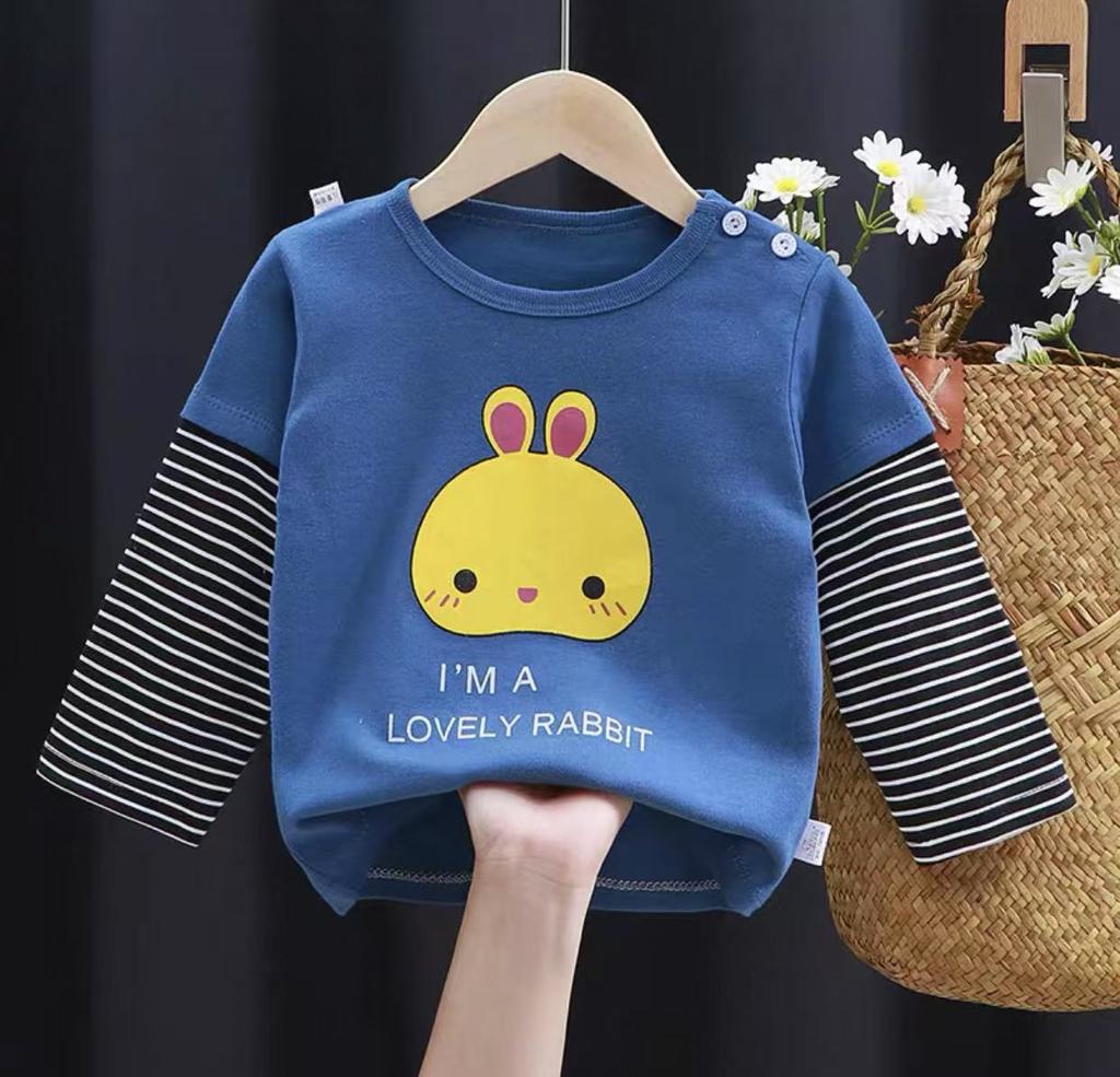 2025 Boys Long Sleeve Blouse Unisex baby clothes O-Neck Girls Clothing Pure Cotton Kids Shirts