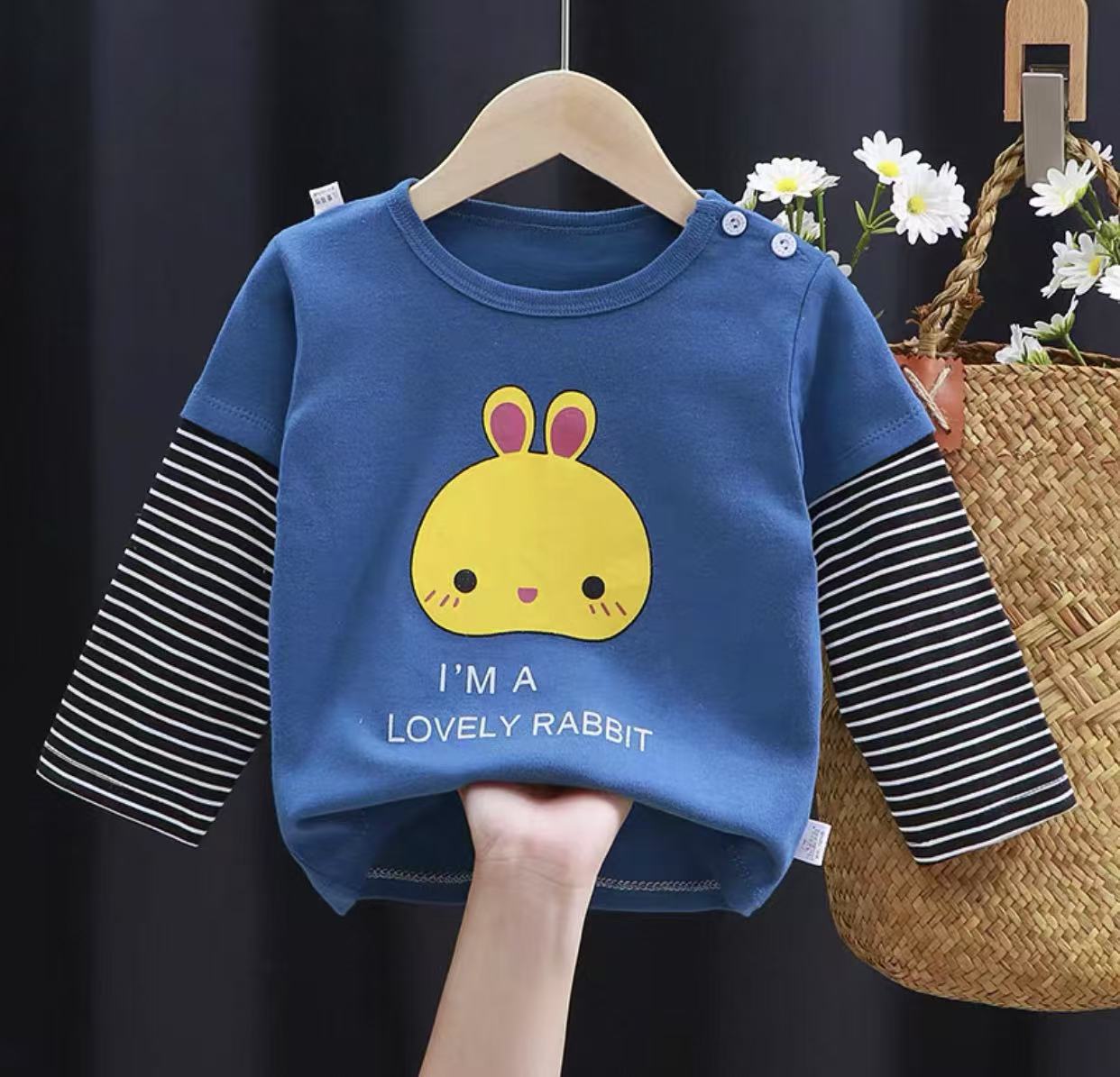 

2025 Блузка с длинным рукавом для мальчиков, детская одежда унисекс, одежда для девочек с круглым вырезом, детские рубашки из чистого хлопка 130 темно-синий