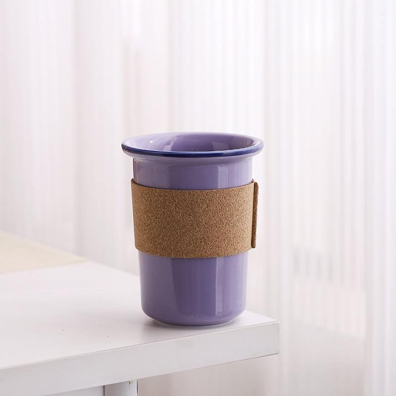 

Creative Travel Coffee Mug Color Edge Ceramic Cup Large Capacity Desktop Mug 480ml фіолетовий