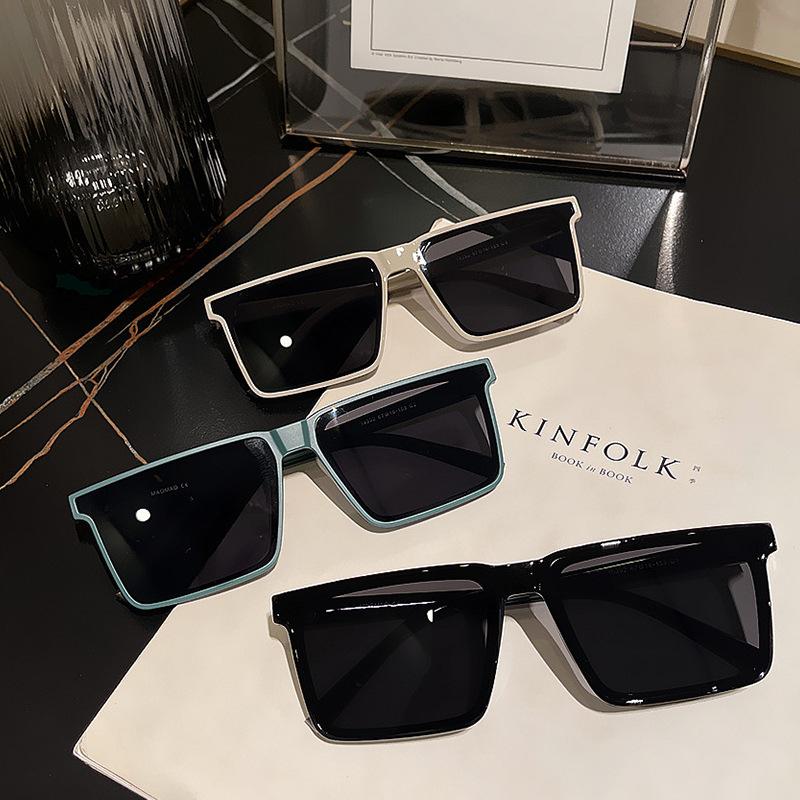 Square Sunglasses Trendy Big Face Sunglasses Uv Protection Simple Photo High-End Sunglasses