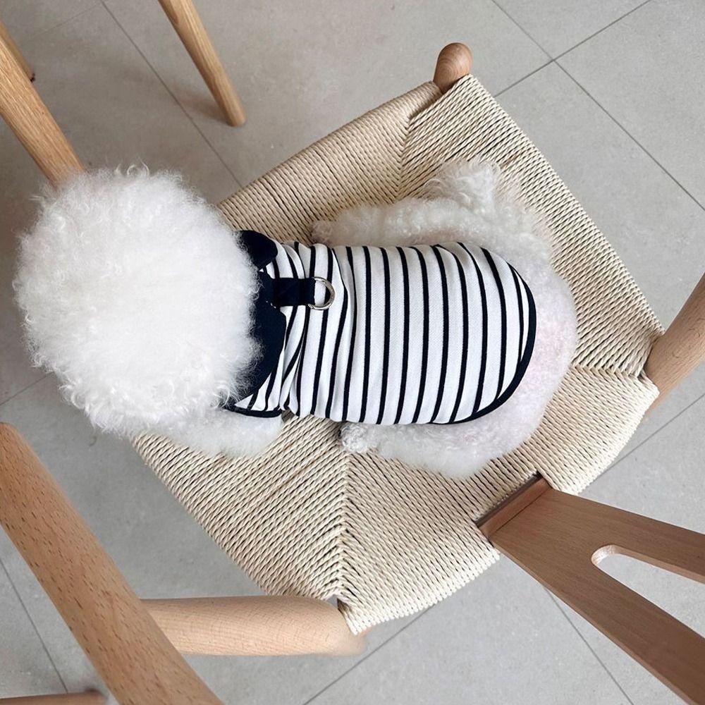 Breathable Cat Lapel Dresses Soft Dog Vest Harness Dog Striped T-shirts  Spring Summer
