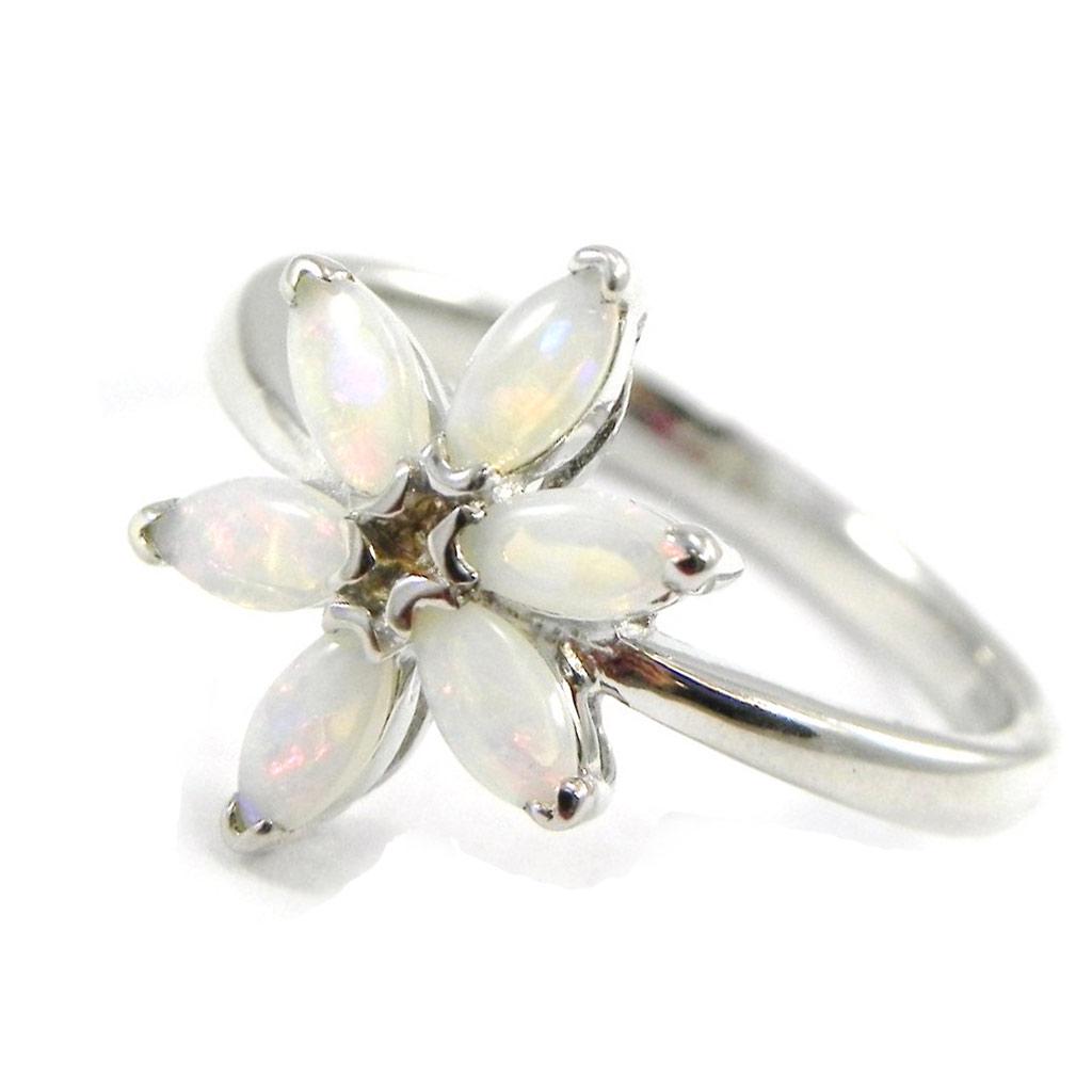 Silver Ring 'Goddess Opal' White Silver (rhodium) - 14 Mm