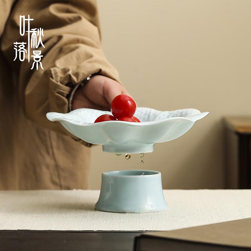 Ceramic Lotus Leaf Strainer Fruit Plate