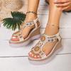 Women's Summer Wedge Thick-Soled High-Heel Sandals, Comfortable European Style Footwear, Available In Large Sizes.