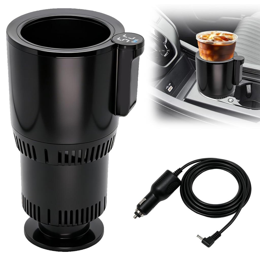 FIRE BULL Car Drink Cooling Digital to Black Holder, 2-in-1 & Warming, Display, 12V, -3℃ 60℃,
