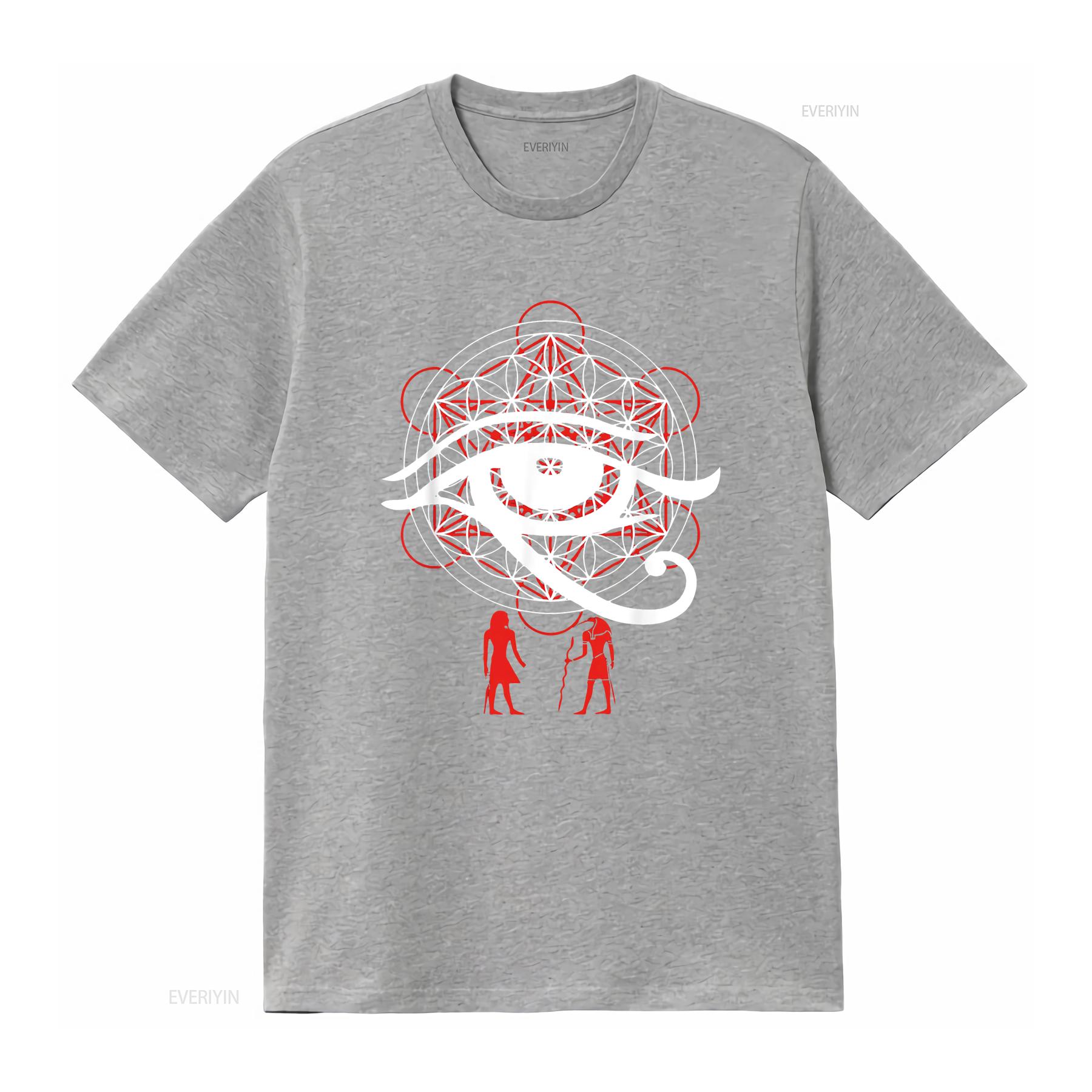 Womens Eye Of Horus Sacred Geometry T Shirt Flower Life Black Medium vintage Washed Stretched Casual Unisex fashion Stylish S