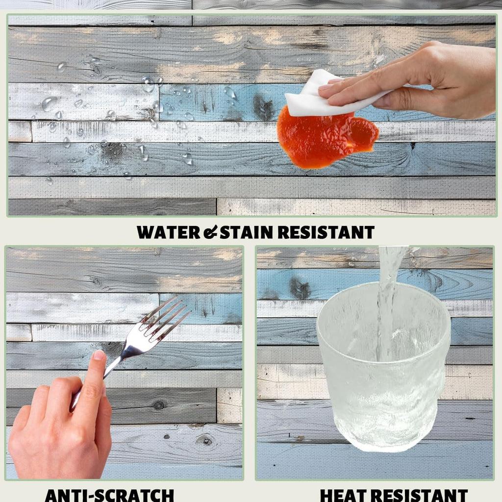 Blue Wood Grain Rectangle Tablecloth Wedding Party Decor Washable Summer Coastal Kitchen Dining Table Cloths Home Decorations