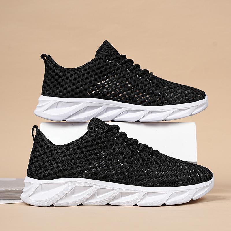 

Women s shoes summer hollow thin two-color sports and leisure shoes lightweight and comfortable shoes soft-soled student running shoes flat shoes 42 чёрный