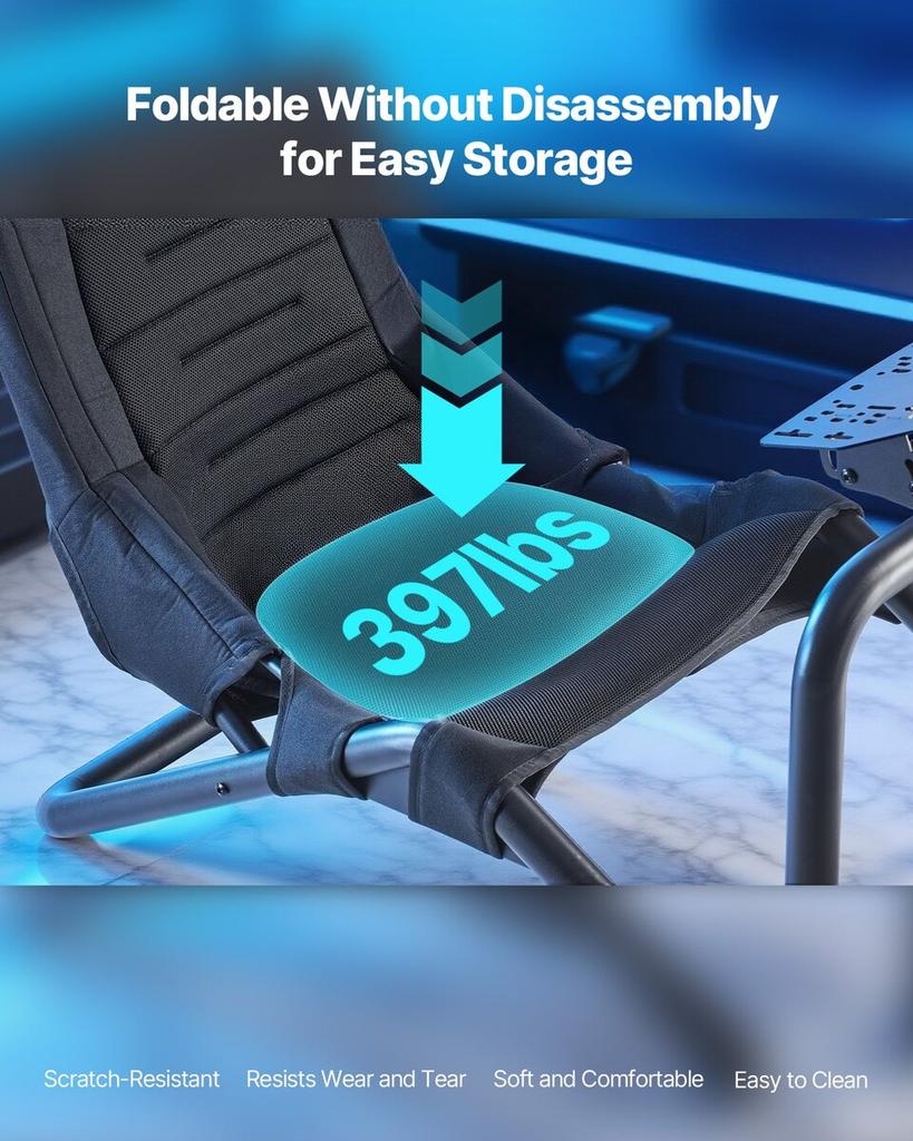 Racing Wheel Stand, Heavy-Duty Integrated Simulator Cockpit Steering Stand, Fit Logitech G25,G27,G29,G920,G923, Thrustmaster T300RS,TX
