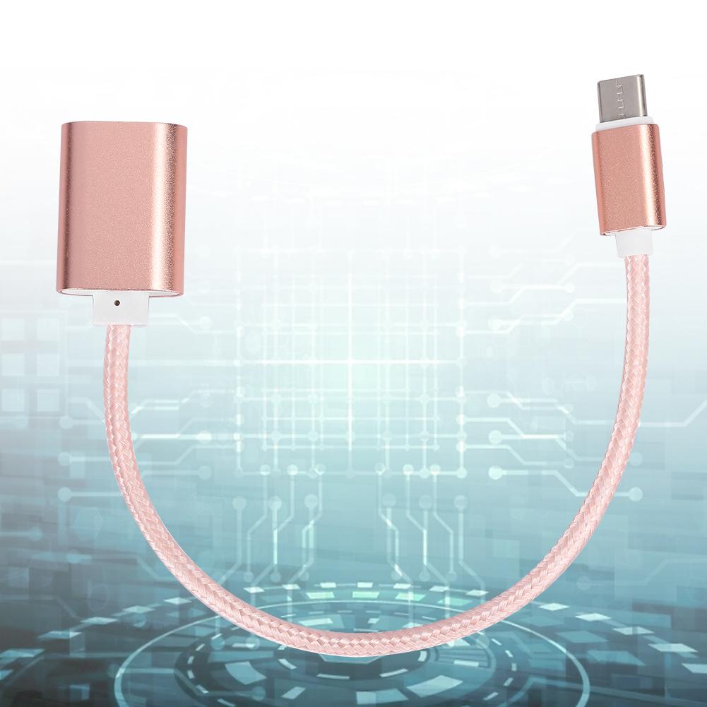 2Pcs TypeC Patch Cord USB Box USB Flash Disk Card Reader Transfer OTG Adapter Cablepink