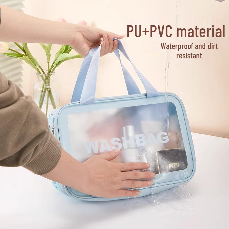 Waterproof Toiletry Bag: Women's Large Capacity Makeup & Cosmetics Travel Bag, Wet/Dry Separation, Portable Handheld Design.