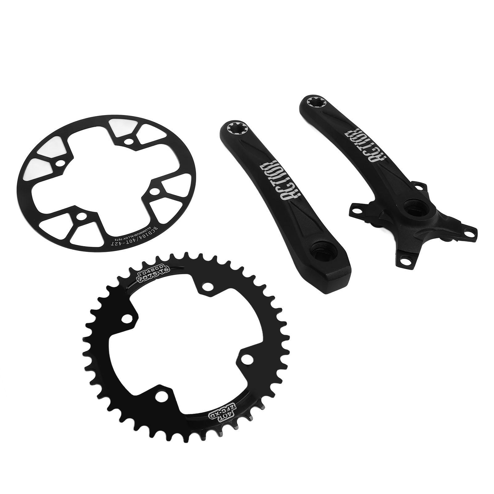 Bike Crank Set Aluminium Alloy 40T Positive and Negative Chainring 40 to 42T Guard Plate Bike Crank Chainring Set