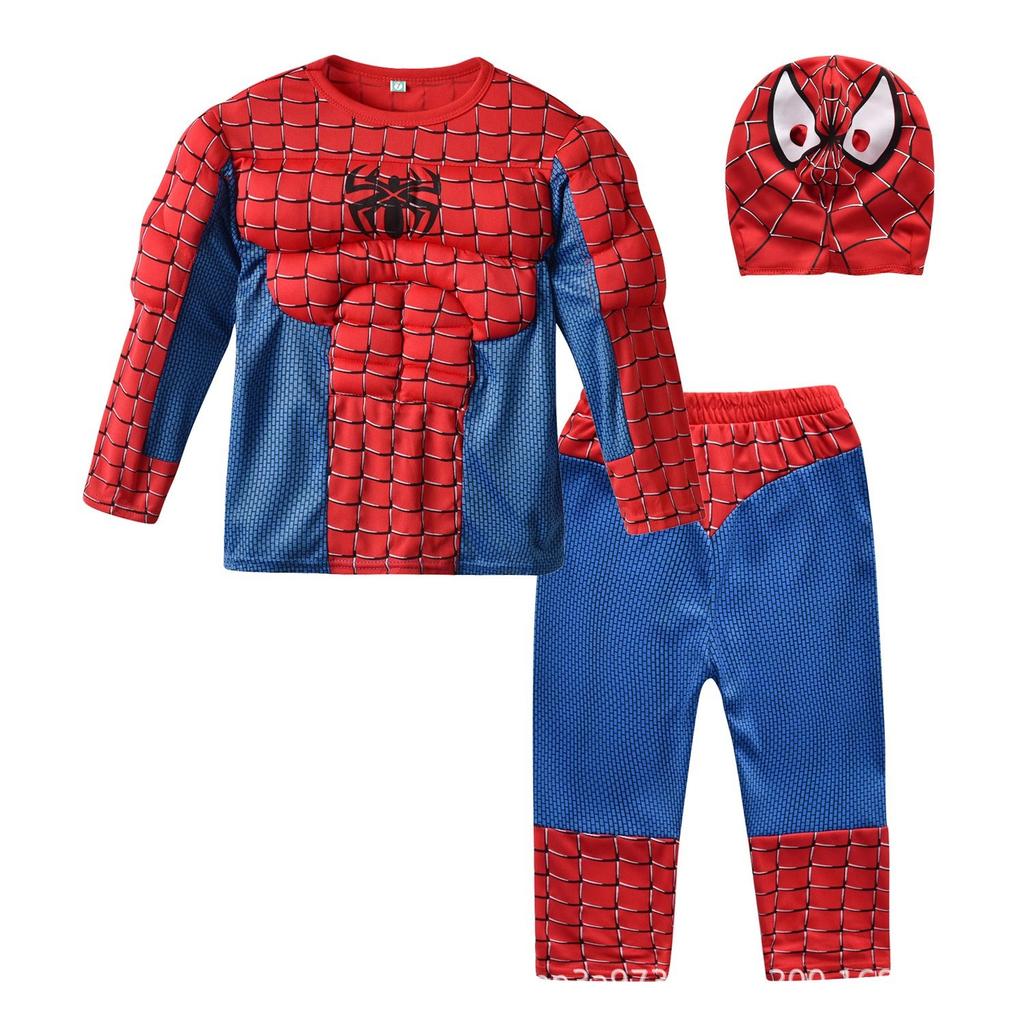 Kinder Spiderman Kostüm Jungen Muskel Cosplay Anzug Halloween Superhelden Outfits