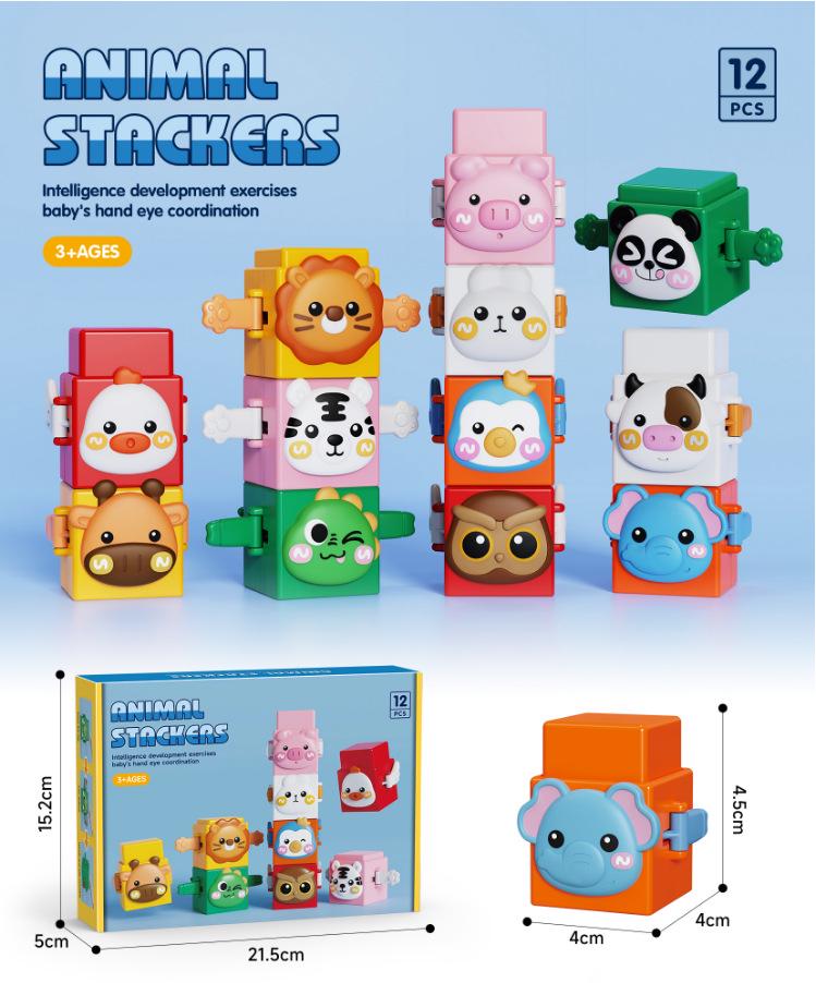 Tierisches Stapelspiel für Kinder - Lernspielzeug für die frühe Entwicklung