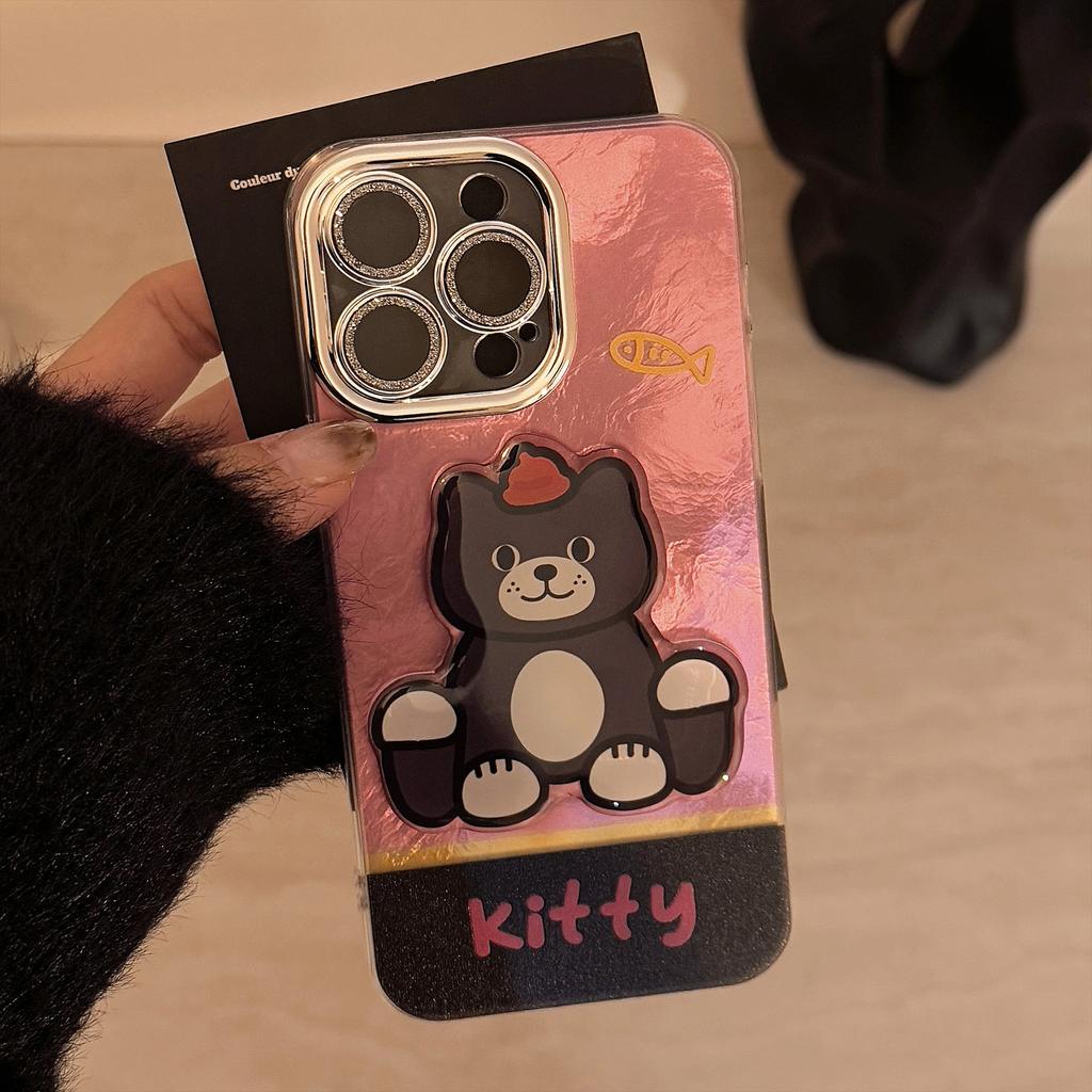 Süßes und Cooles Mädchen Dreidimensionale Katze Geeignet für 17promax Handyhülle Apple IPhone 16 Leopardenmuster Kette 13 Hart 14