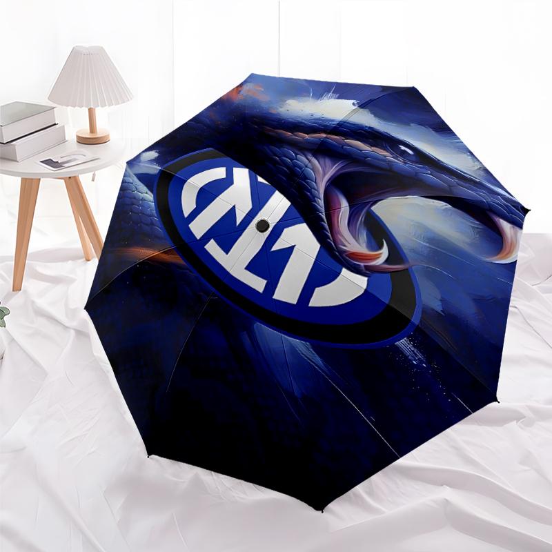 Umbrelă pliabilă cu logo imprimat FC Inter Milano, pentru exterior, timp liber și călătorii, Material durabil pentru umbrelă, Cadou de zi de naștere și sărbători