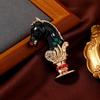 Blucome Horse Chess Brooches For Women Unisex Black Enamel Animal Figure Party Casual Brooch Pin Gifts